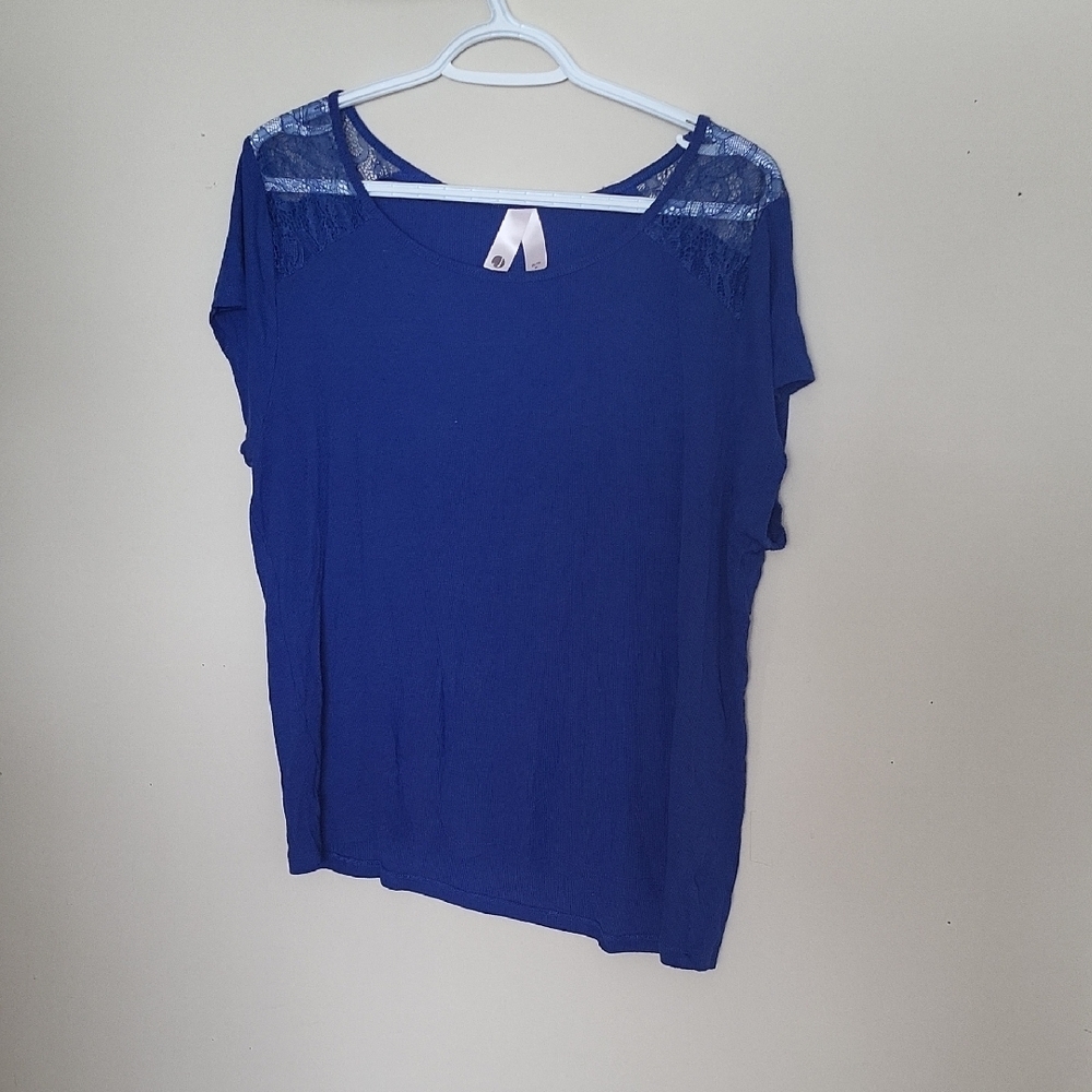 Women's Blue Lace Detail Top